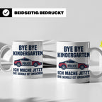 Einschulung Tasse Polizei Auto Spruch Bye Bye Kindergarten i – Weiß [farbe:weiß]