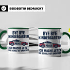 Einschulung Tasse Polizei Auto Spruch Bye Bye Kindergarten i – Grün [farbe:grün]