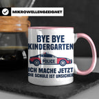Einschulung Tasse Polizei Auto Spruch Bye Bye Kindergarten i – Rosa [farbe:rosa]