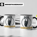 Schweigefuchs Tasse für Lehrer & Erzieher mit Rock Hand Gest – Schwarz [farbe:schwarz]