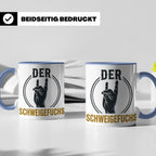 Schweigefuchs Tasse für Lehrer & Erzieher mit Rock Hand Gest – Blau [farbe:blau]