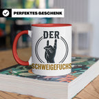 Schweigefuchs Tasse für Lehrer & Erzieher mit Rock Hand Gest – Rot [farbe:rot]