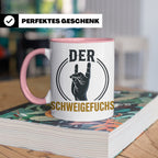 Schweigefuchs Tasse für Lehrer & Erzieher mit Rock Hand Gest – Rosa [farbe:rosa]