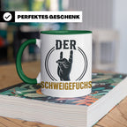 Schweigefuchs Tasse für Lehrer & Erzieher mit Rock Hand Gest – Grün [farbe:grün]