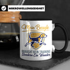 Beagle Tasse mit Spruch braucht kein Training sondern ein Wu – Schwarz [farbe:schwarz]