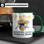 Beagle Tasse mit Spruch braucht kein Training sondern ein Wu – Grün [farbe:grün]