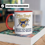 Beagle Tasse mit Spruch braucht kein Training sondern ein Wu – Rot [farbe:rot]