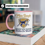 Beagle Tasse mit Spruch braucht kein Training sondern ein Wu – Rosa [farbe:rosa]