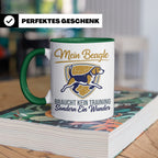 Beagle Tasse mit Spruch braucht kein Training sondern ein Wu – Grün [farbe:grün]