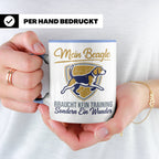 Beagle Tasse mit Spruch braucht kein Training sondern ein Wu – Blau [farbe:blau]