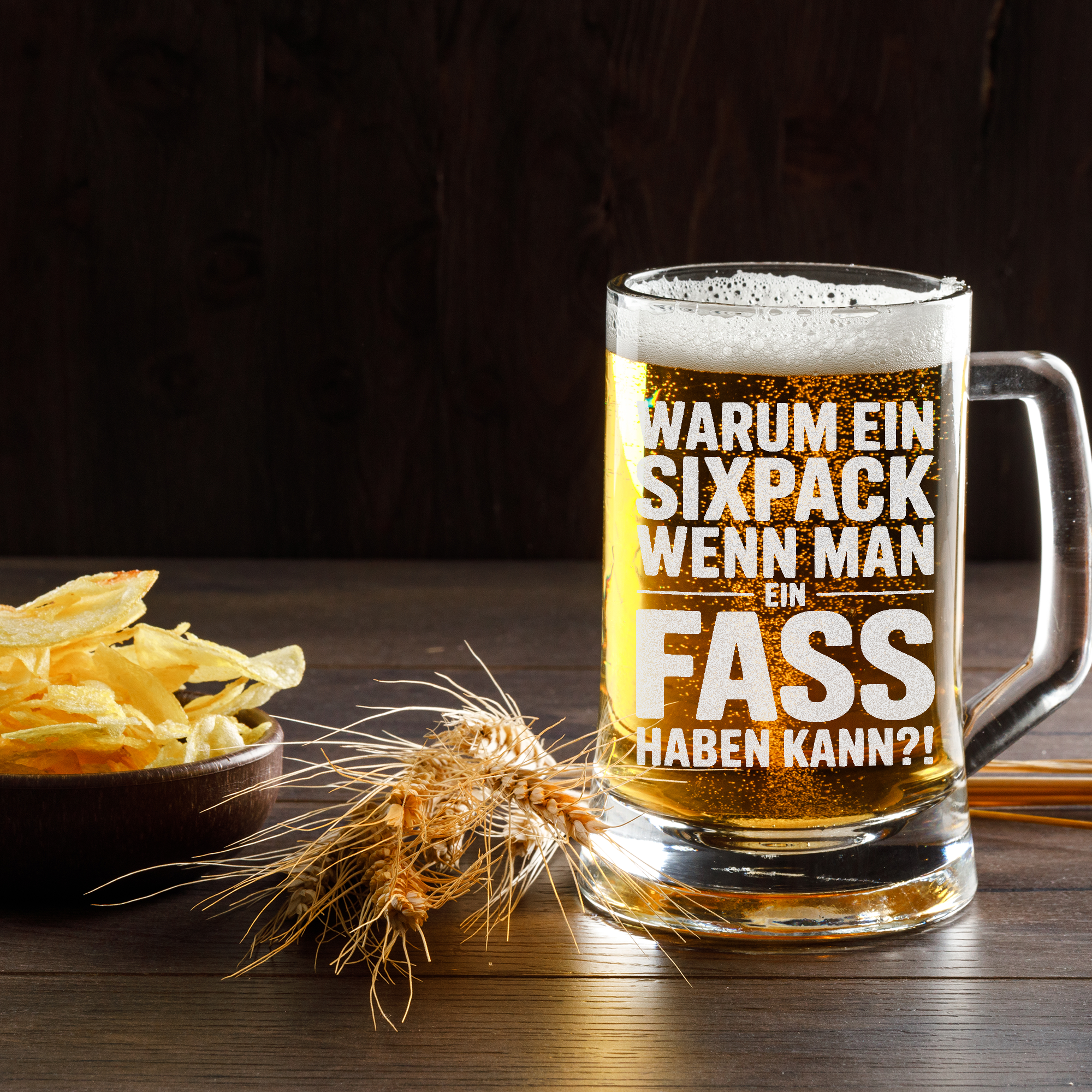 Warum ein Sixpack, wenn man ein Fass haben kann – Lustiger Bierkrug für Männer, Spaßgeschenk für Bierliebhaber & Geburtstage