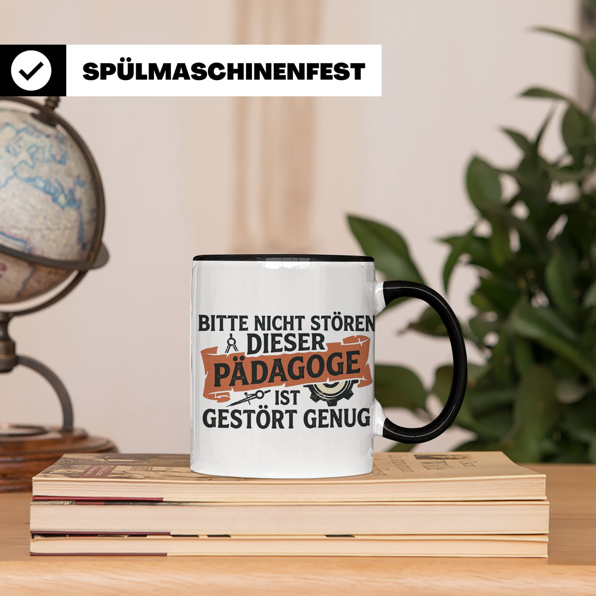 Pädagoge Tasse mit Spruch gestört genug, lustiges Geschenk L – Schwarz [farbe:schwarz]