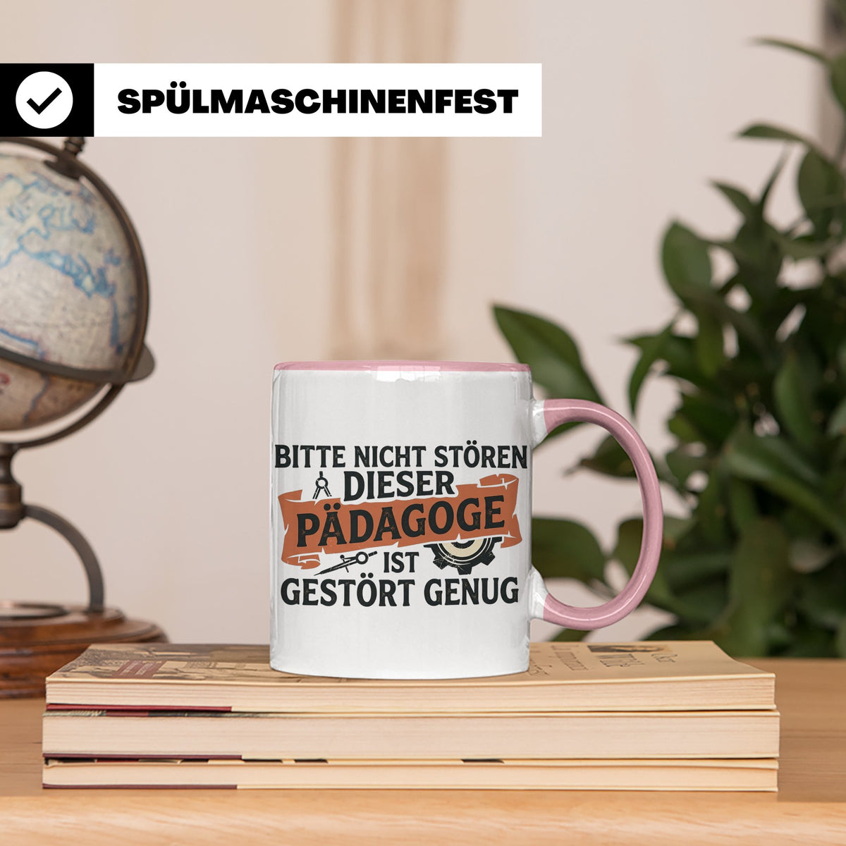 Pädagoge Tasse mit Spruch gestört genug, lustiges Geschenk L – Rosa [farbe:rosa]