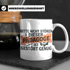 Pädagoge Tasse mit Spruch gestört genug, lustiges Geschenk L – Weiß [farbe:weiß]