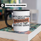 Pädagoge Tasse mit Spruch gestört genug, lustiges Geschenk L – Schwarz [farbe:schwarz]