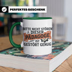 Pädagoge Tasse mit Spruch gestört genug, lustiges Geschenk L – Grün [farbe:grün]