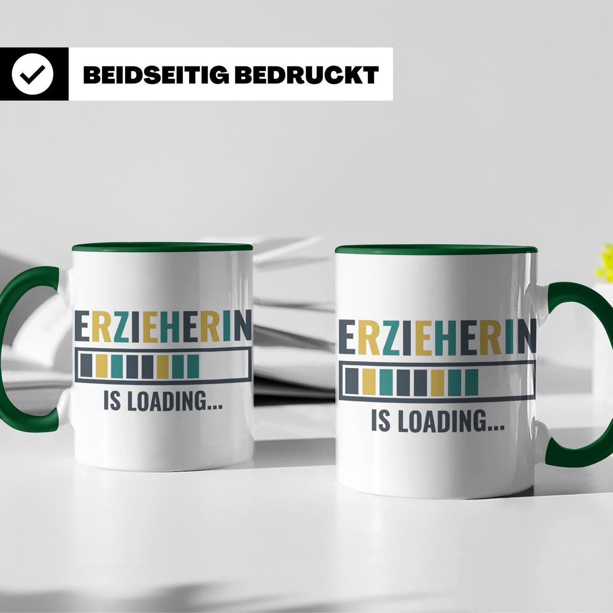 Erzieherin is Loading Tasse, Geschenk für angehende Erzieher – Grün [farbe:grün]