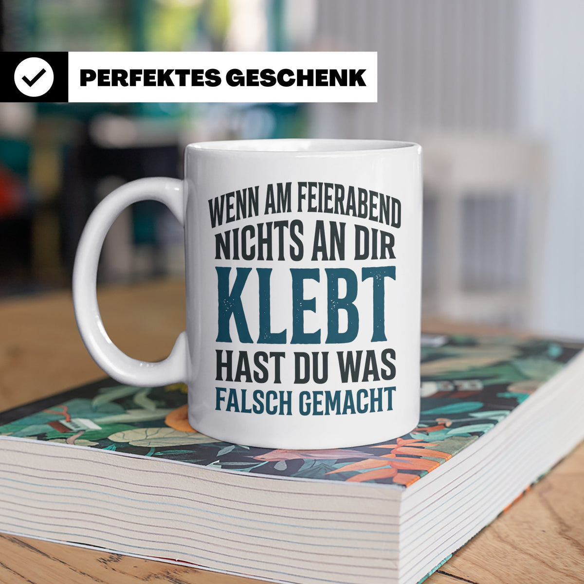 Handwerker Tasse mit lustigem Spruch Wenn nichts klebt, Gesc – Weiß [farbe:weiß]