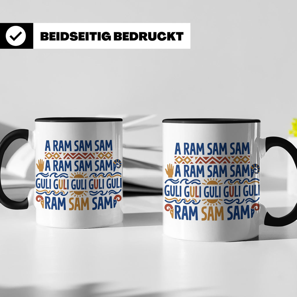 A Ram Sam Sam Tasse mit Kinderlied Spruch Guli Guli als Gesc – Schwarz [farbe:schwarz]