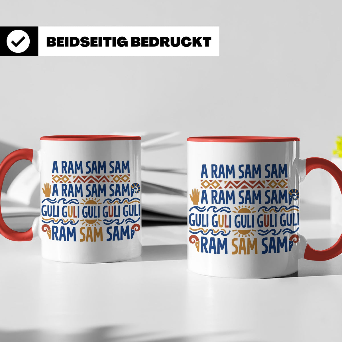 A Ram Sam Sam Tasse mit Kinderlied Spruch Guli Guli als Gesc – Rot [farbe:rot]