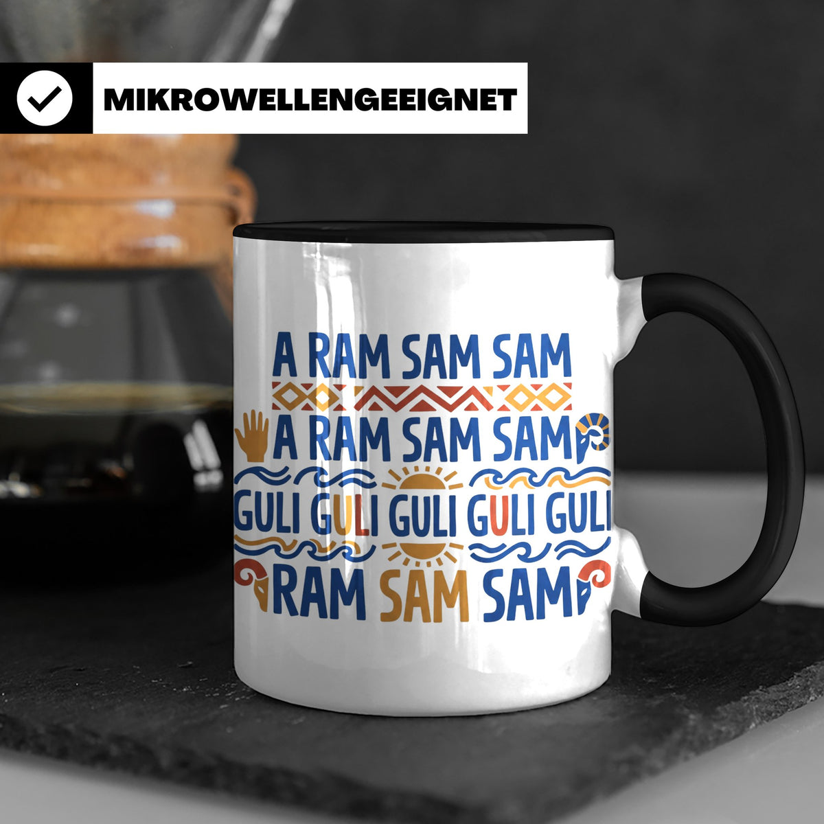 A Ram Sam Sam Tasse mit Kinderlied Spruch Guli Guli als Gesc – Schwarz [farbe:schwarz]