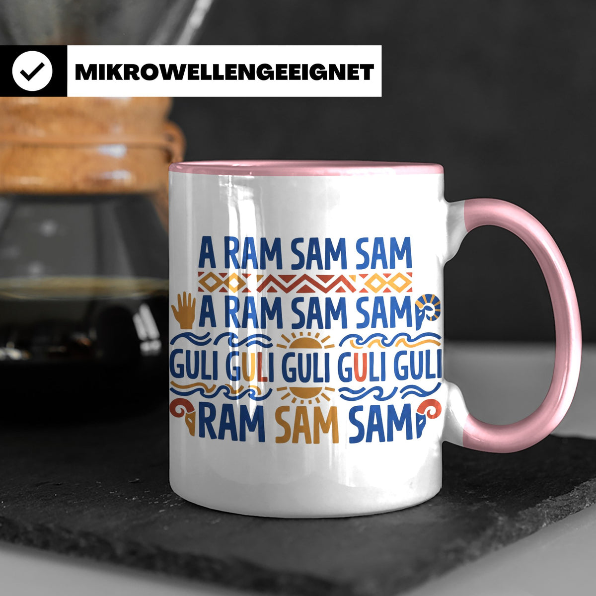 A Ram Sam Sam Tasse mit Kinderlied Spruch Guli Guli als Gesc – Rosa [farbe:rosa]
