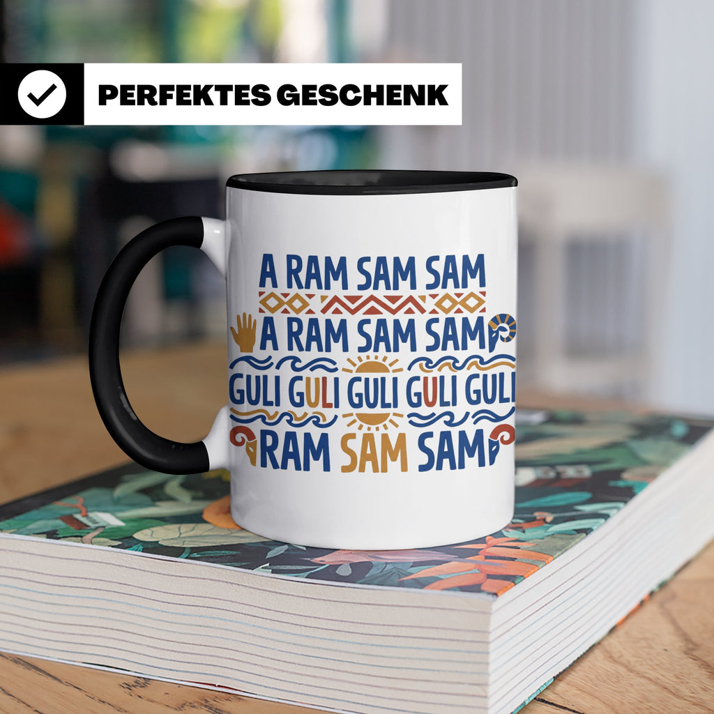 A Ram Sam Sam Tasse mit Kinderlied Spruch Guli Guli als Gesc – Schwarz [farbe:schwarz]