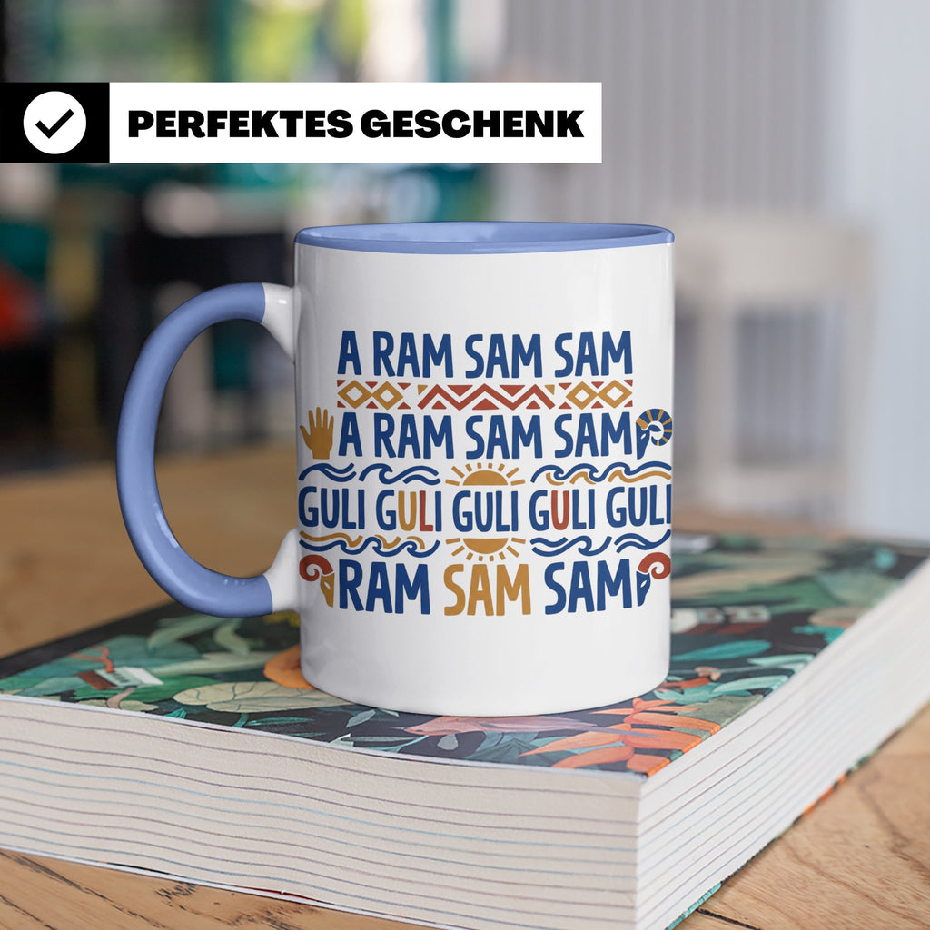 A Ram Sam Sam Tasse mit Kinderlied Spruch Guli Guli als Gesc – Blau [farbe:blau]