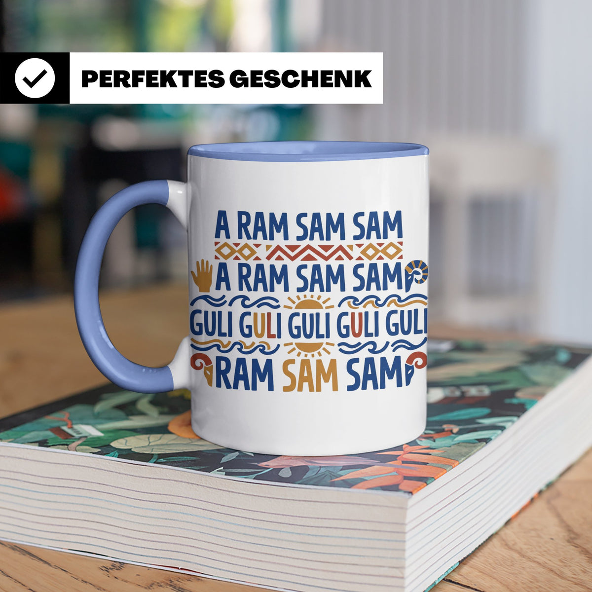 A Ram Sam Sam Tasse mit Kinderlied Spruch Guli Guli als Gesc – Blau [farbe:blau]