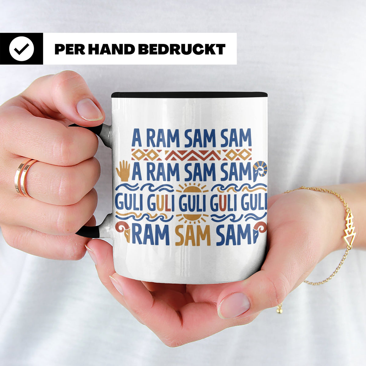 A Ram Sam Sam Tasse mit Kinderlied Spruch Guli Guli als Gesc – Schwarz [farbe:schwarz]