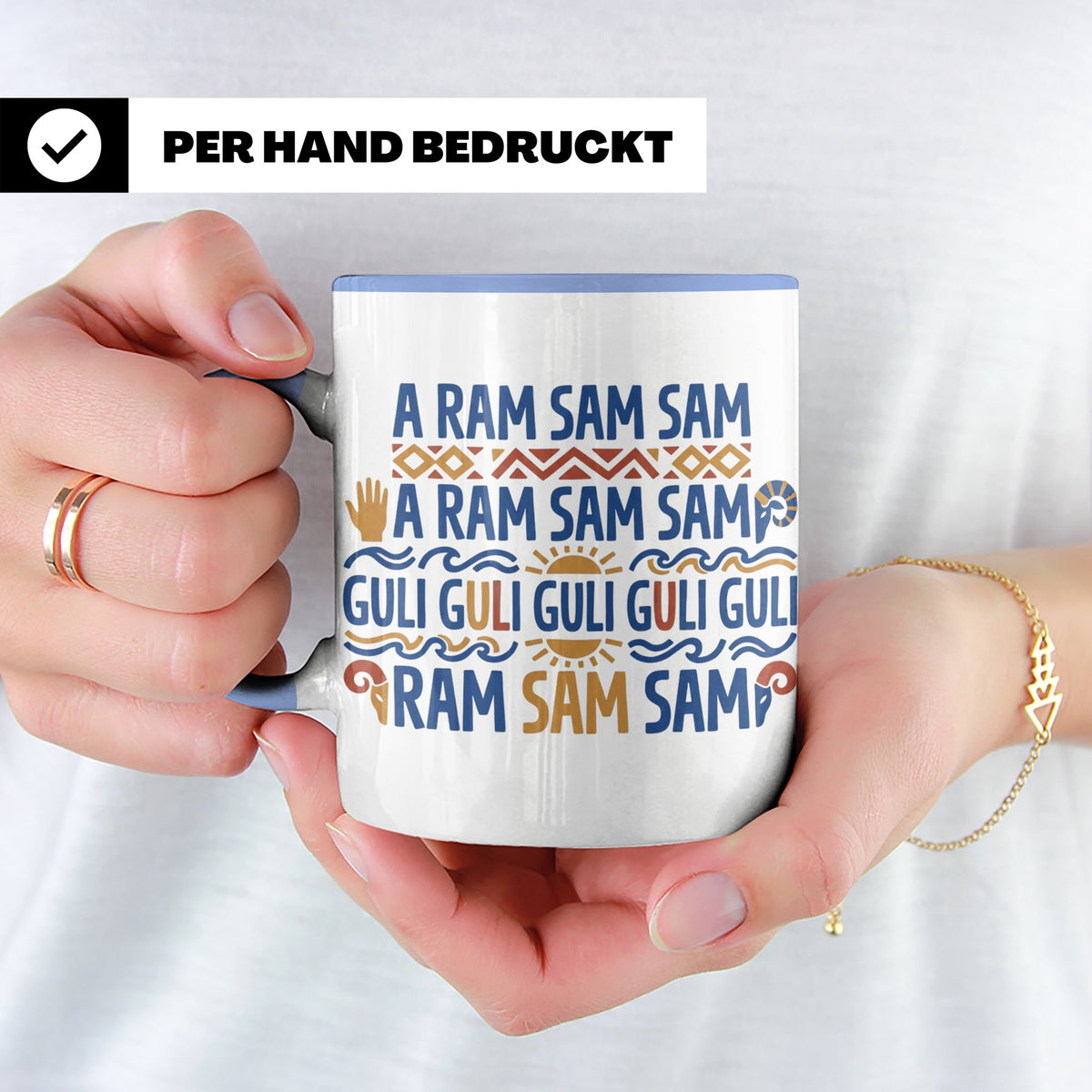 A Ram Sam Sam Tasse mit Kinderlied Spruch Guli Guli als Gesc – Blau [farbe:blau]