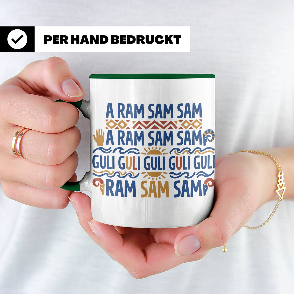 A Ram Sam Sam Tasse mit Kinderlied Spruch Guli Guli als Gesc – Grün [farbe:grün]