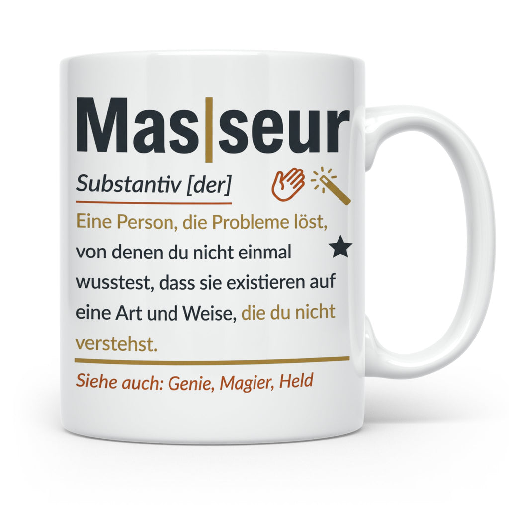 Masseur Tasse mit lustiger Definition Spruch, Geschenk für P – Weiß [farbe:weiß]