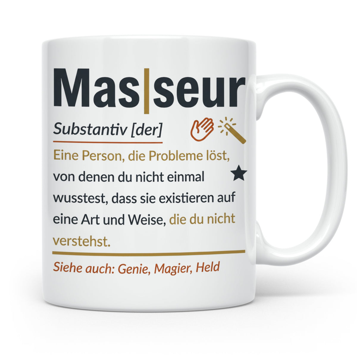 Masseur Tasse mit lustiger Definition Spruch, Geschenk für P – Weiß [farbe:weiß]