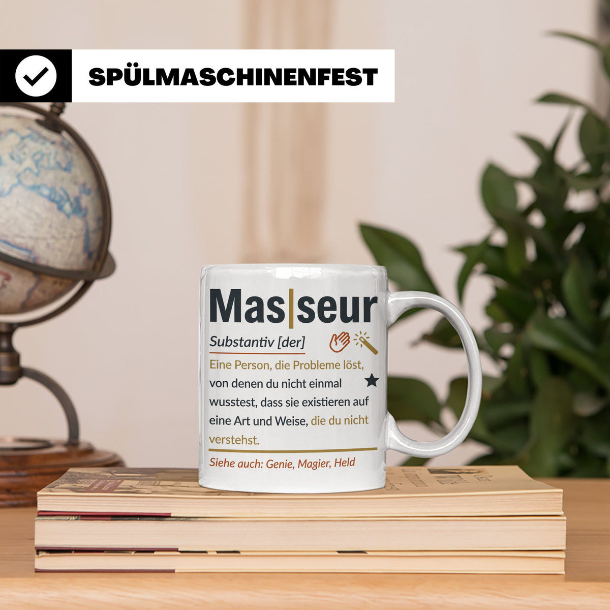 Masseur Tasse mit lustiger Definition Spruch, Geschenk für P – Weiß [farbe:weiß]