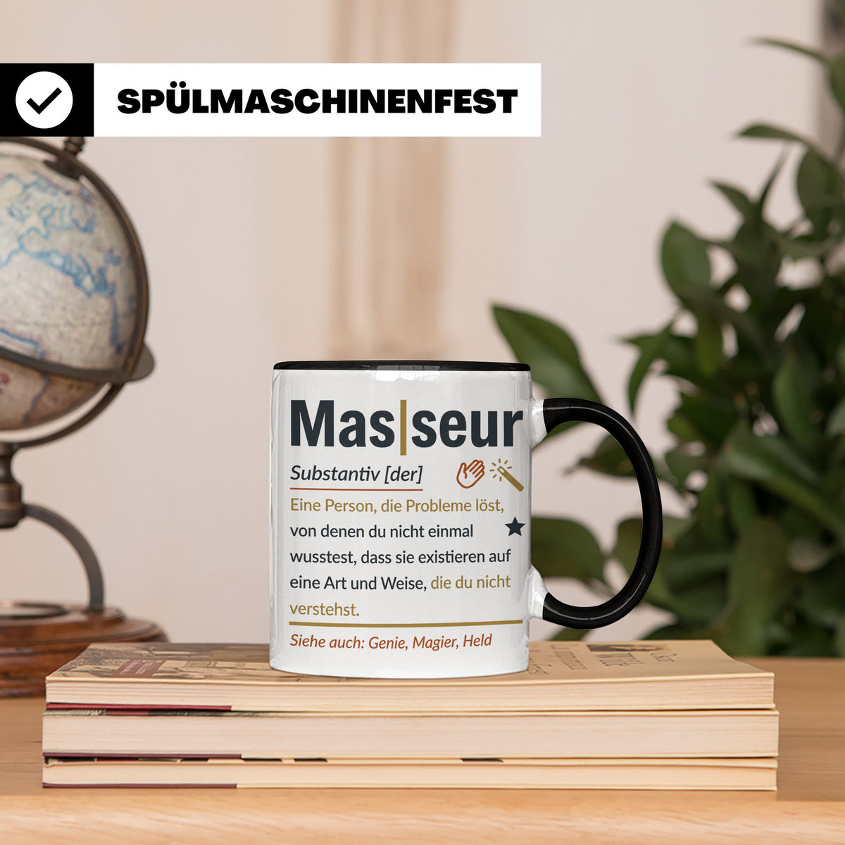 Masseur Tasse mit lustiger Definition Spruch, Geschenk für P – Schwarz [farbe:schwarz]