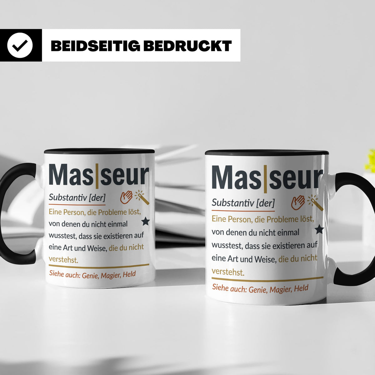 Masseur Tasse mit lustiger Definition Spruch, Geschenk für P – Schwarz [farbe:schwarz]