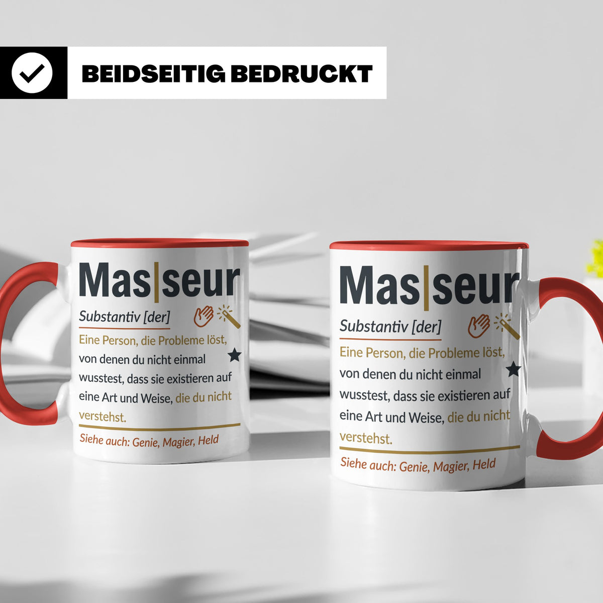 Masseur Tasse mit lustiger Definition Spruch, Geschenk für P – Rot [farbe:rot]
