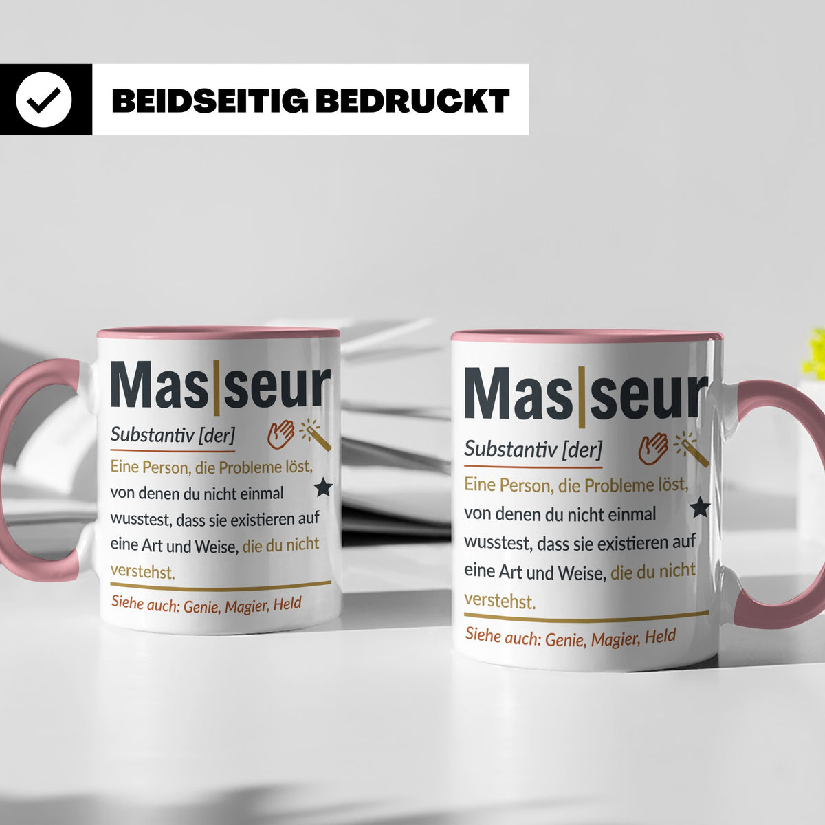 Masseur Tasse mit lustiger Definition Spruch, Geschenk für P – Rosa [farbe:rosa]