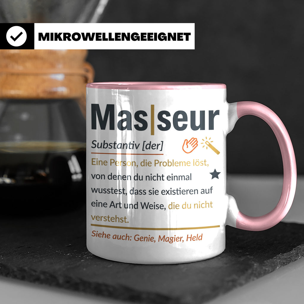 Masseur Tasse mit lustiger Definition Spruch, Geschenk für P – Rosa [farbe:rosa]