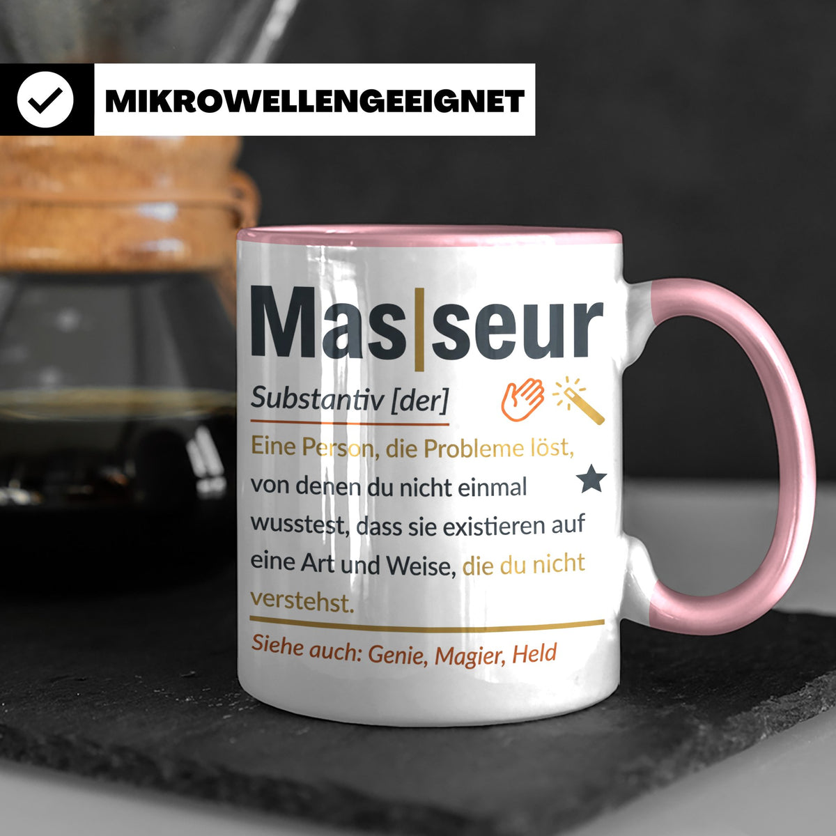 Masseur Tasse mit lustiger Definition Spruch, Geschenk für P – Rosa [farbe:rosa]