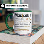 Masseur Tasse mit lustiger Definition Spruch, Geschenk für P – Grün [farbe:grün]
