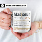 Masseur Tasse mit lustiger Definition Spruch, Geschenk für P – Weiß [farbe:weiß]