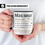 Masseur Tasse mit lustiger Definition Spruch, Geschenk für P – Schwarz [farbe:schwarz]