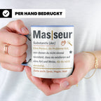 Masseur Tasse mit lustiger Definition Spruch, Geschenk für P – Blau [farbe:blau]