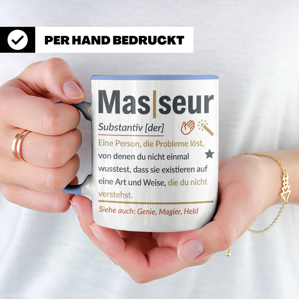 Masseur Tasse mit lustiger Definition Spruch, Geschenk für P – Blau [farbe:blau]