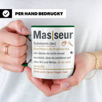 Masseur Tasse mit lustiger Definition Spruch, Geschenk für P – Grün [farbe:grün]