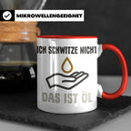 Mechaniker Tasse mit Spruch Ich schwitze nicht das ist Öl |  – Rot [farbe:rot]