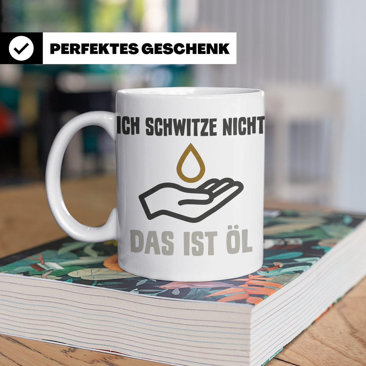 Mechaniker Tasse mit Spruch Ich schwitze nicht das ist Öl |  – Weiß [farbe:weiß]