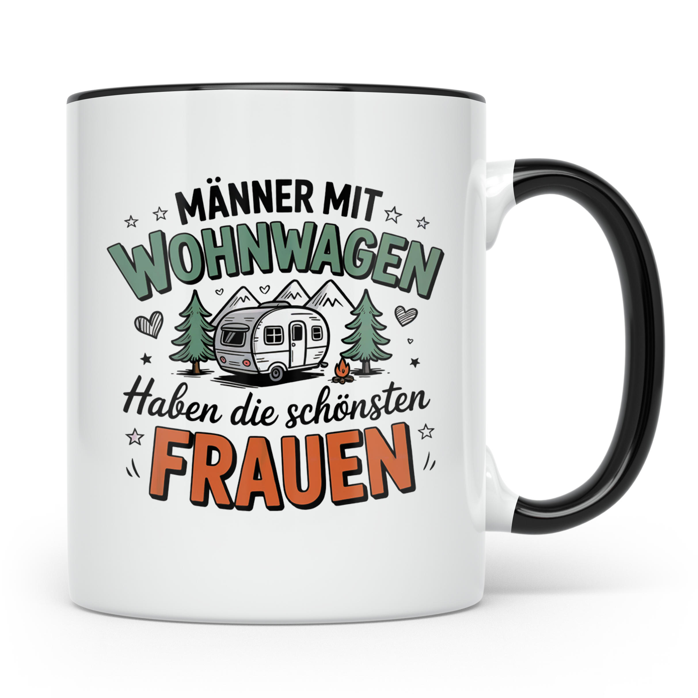 Wohnwagen Männer Tasse: Camping Liebe, Camper Sprüche, Outdo – Schwarz [farbe:schwarz]